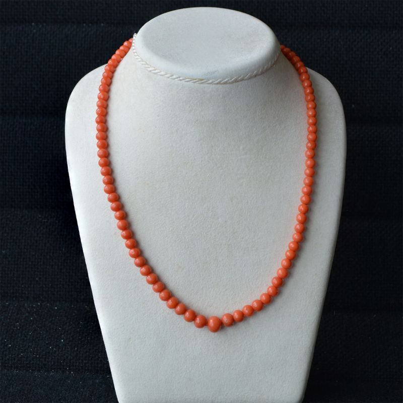 Orange-red coral necklace - Rocks and Clocks