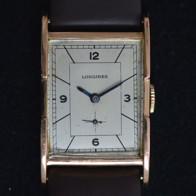 Pink gold Longines wristwatch 1938 - Rocks and Clocks