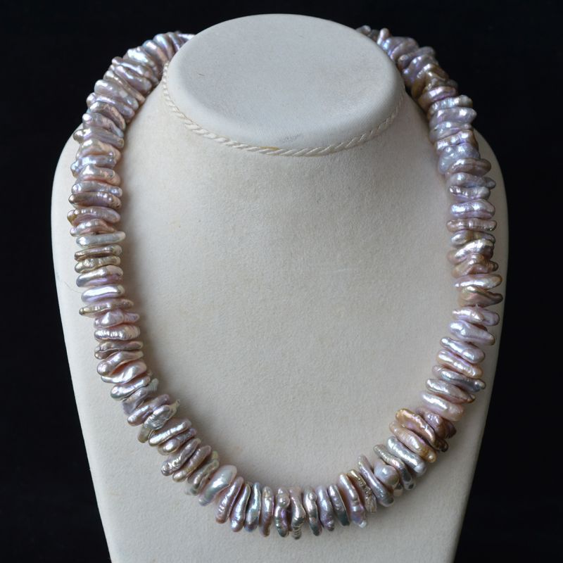 Mauve Keshi pearl necklace