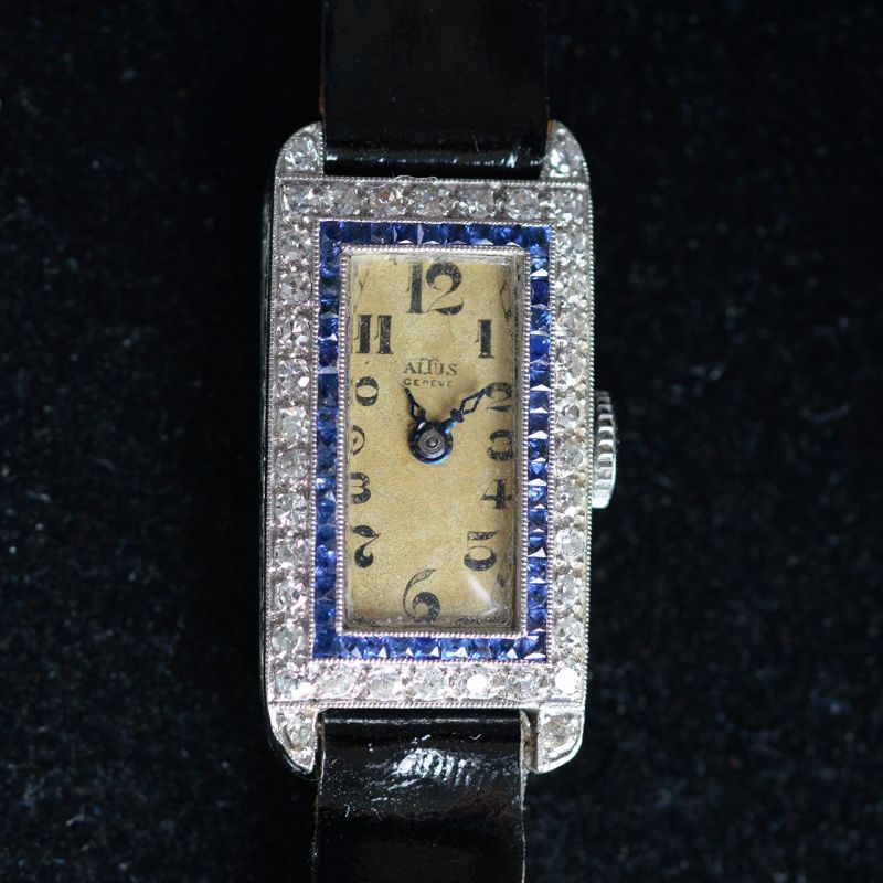 Platinum Art Deco ladies watch - Rocks and Clocks display picture 1