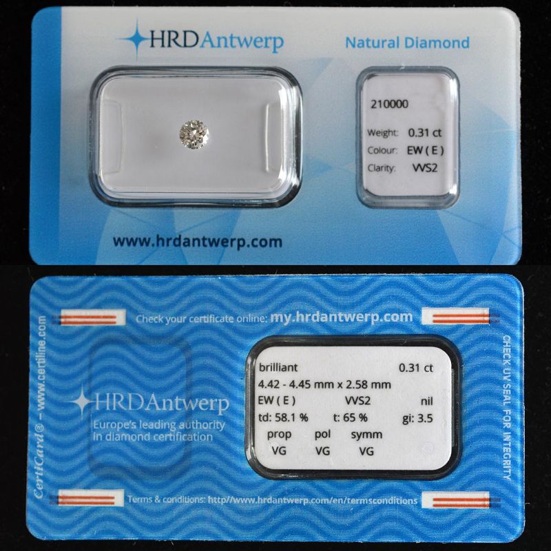 0.31 VVS2 clarity E colour natural diamond Rocks and Clocks