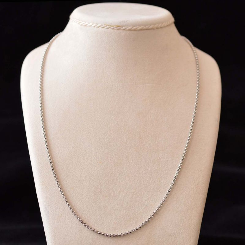 14K White Gold Rolo Link Necklace