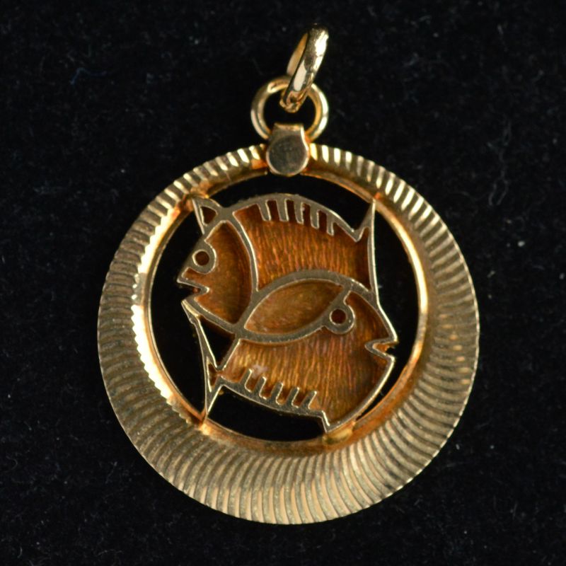 Gold zodiac pendant Pisces - Rocks and 