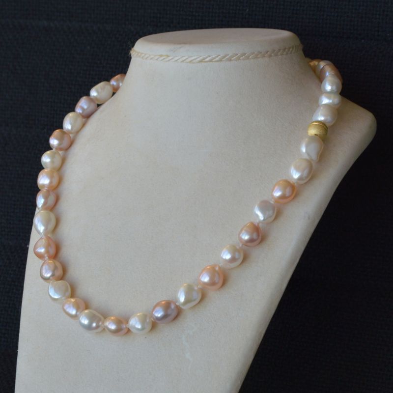 Freshwater Pearl Necklace: 19 White Drop Freshwater  Pearl Accented By Golden Orange Borque Necklace 19\