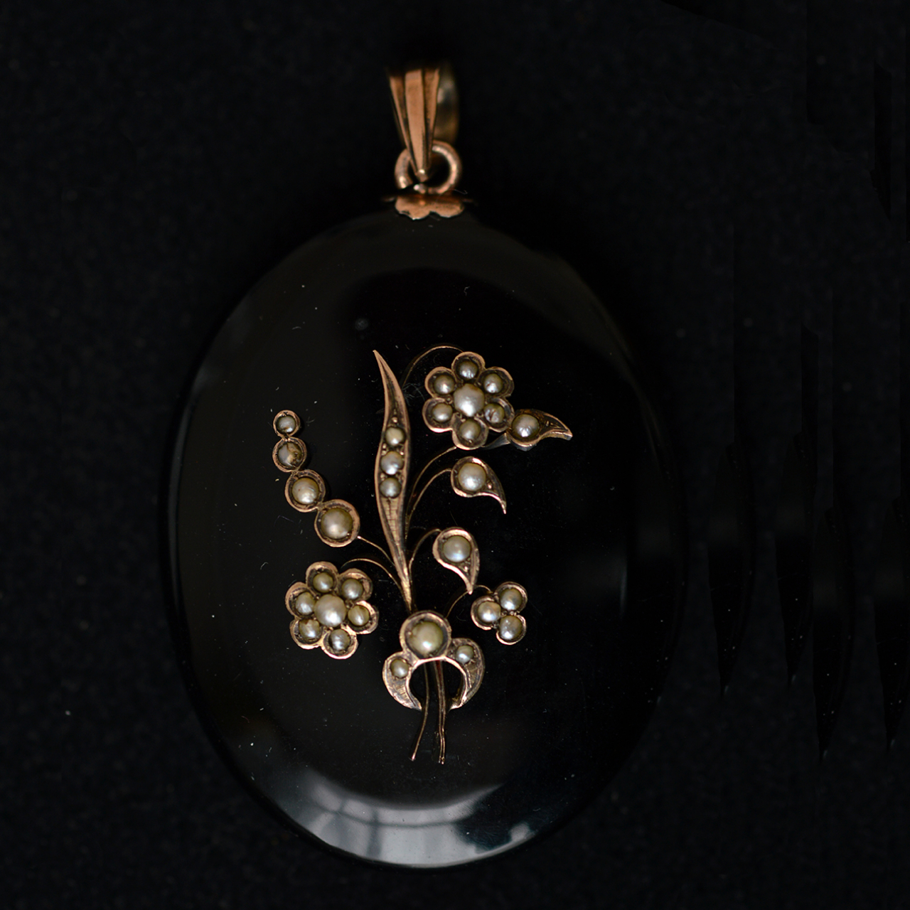Pendentif Victorien En Or Rose 18k Avec Onyx, étoile Et Perle - Circa 1880 - Occasion