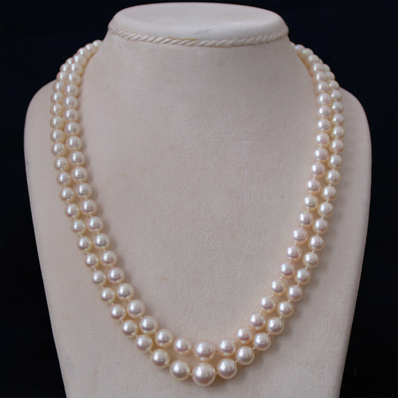 Double strand Akoya pearl necklace - Rocks and Clocks