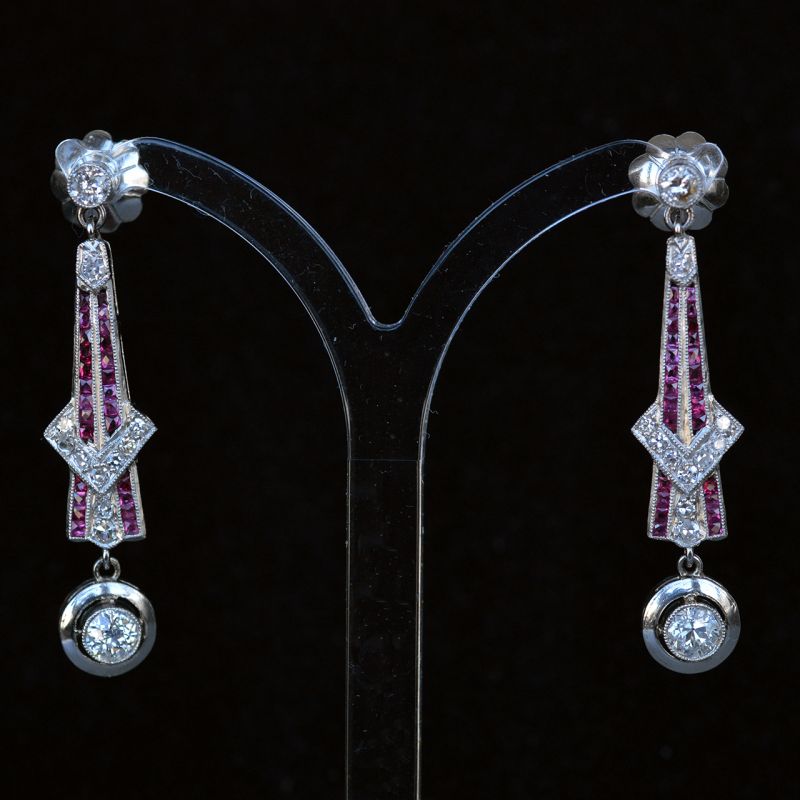 art-deco-earrings-ear-pendants-platinum-gold-old-mine-single-cut-diamonds-ruby