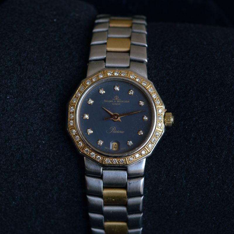 baume-mercier-diamond-gold-steel-riviera-ladies-watch