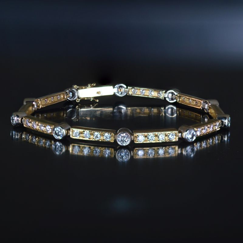 two-tone-gold-3-5-ct-top-wesselton-diamond-tennis-bracelet-vintage