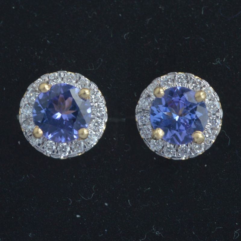 diamond-round-halo-candy-cluster-stud-earrings-tanzanite-kimberly-certified-natural-diamonds-18k-yellow-gold