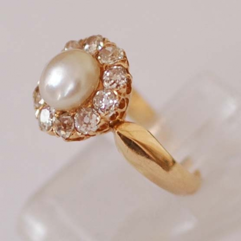 genuine-orient-pearl-ring-set-with-ten-old-mine-cut-diamonds