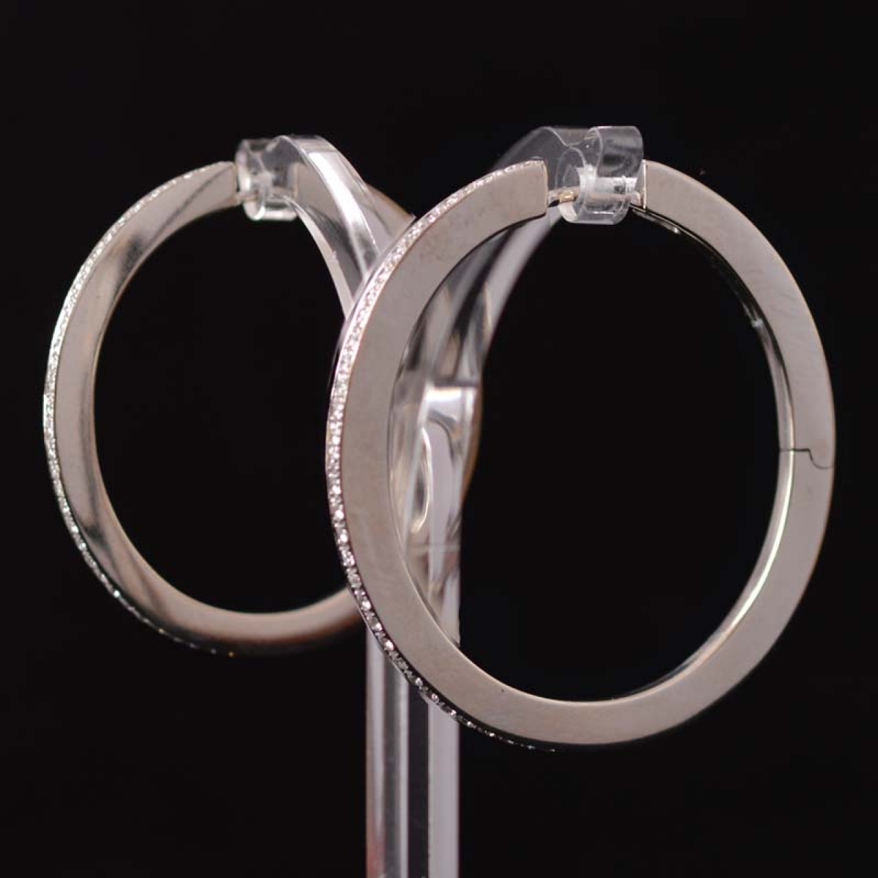 White gold & diamond hoop earrings - Rocks and Clocks