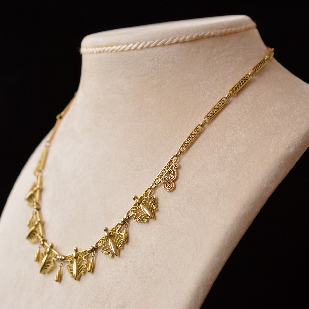 Antique French Necklace Rocks And Clocks