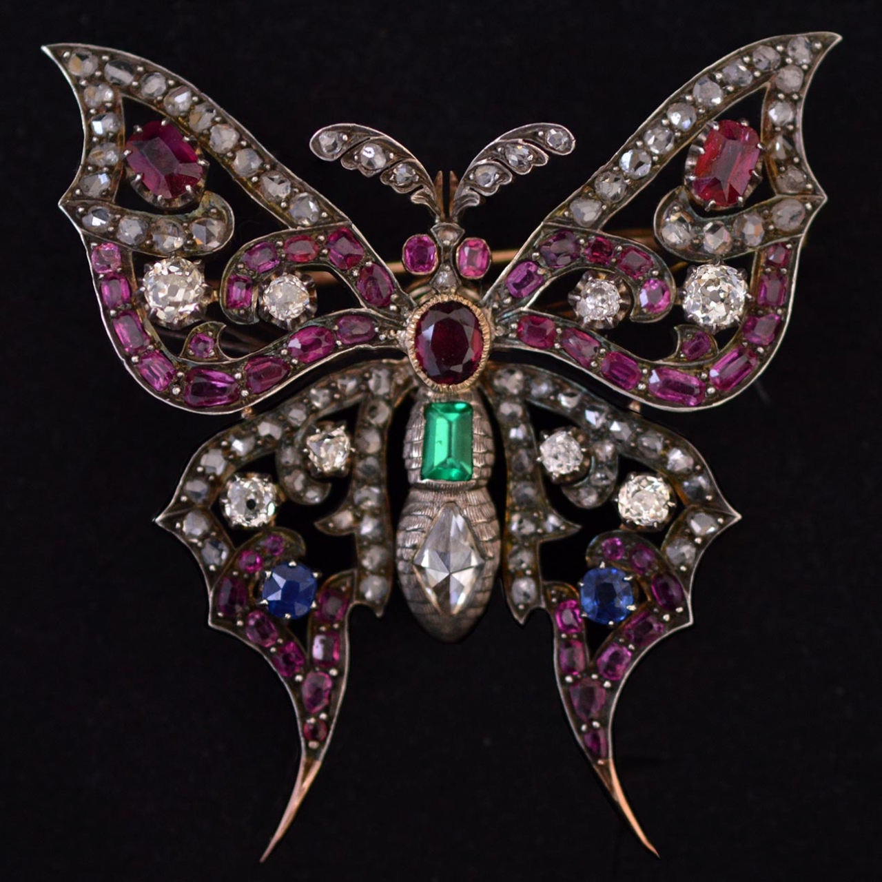 Victorian gemstone butterfly brooch - Rocks and Clocks