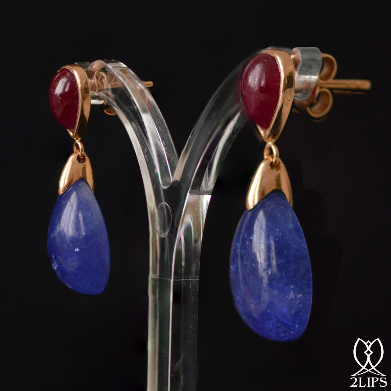 18k-pink-gold-2lips-colours-tanzanite-and-unheated-ruby-earrings-design-david-aardewerk