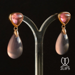 18k-gold-2lips-colours-blueish-pink-natural-undyed-agates-pink-rubellite-tourmalines-earrings-earpendants-design-david-aardewerk