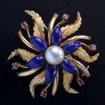 18k-gold-pearl-ruby-enamel-1960s-brooch