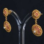 22k-gold-indian-ear-pendant-rings-red-enamal