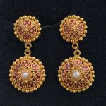 22k-gold-indian-ear-pendant-rings-red-enamal