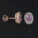 entourage-earrings-red-gold-oval-pink-sapphire-round-conflict-free-diamonds-cluster-lady-di