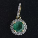 18k-yellow-gold-round-halo-candy-cluster-pendant-emerald-kimberly-certified-natural-diamond