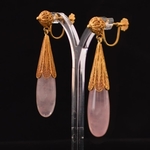 rose-quartz-filigree-gold-ear-pendants