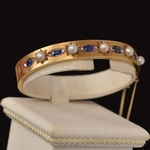 victorian-antique-pearl-diamond-sapphire-bracelet-bangle-18-carat-gold