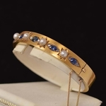 victorian-antique-pearl-diamond-sapphire-bracelet-bangle-18-carat-gold