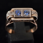 1940-s-pink-gold-platinum-retro-ring-natural-sapphires