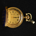 18-carat-gold-pocket-watch-fleur-de-lis-decoration-royal-blue-enamel-guilloche